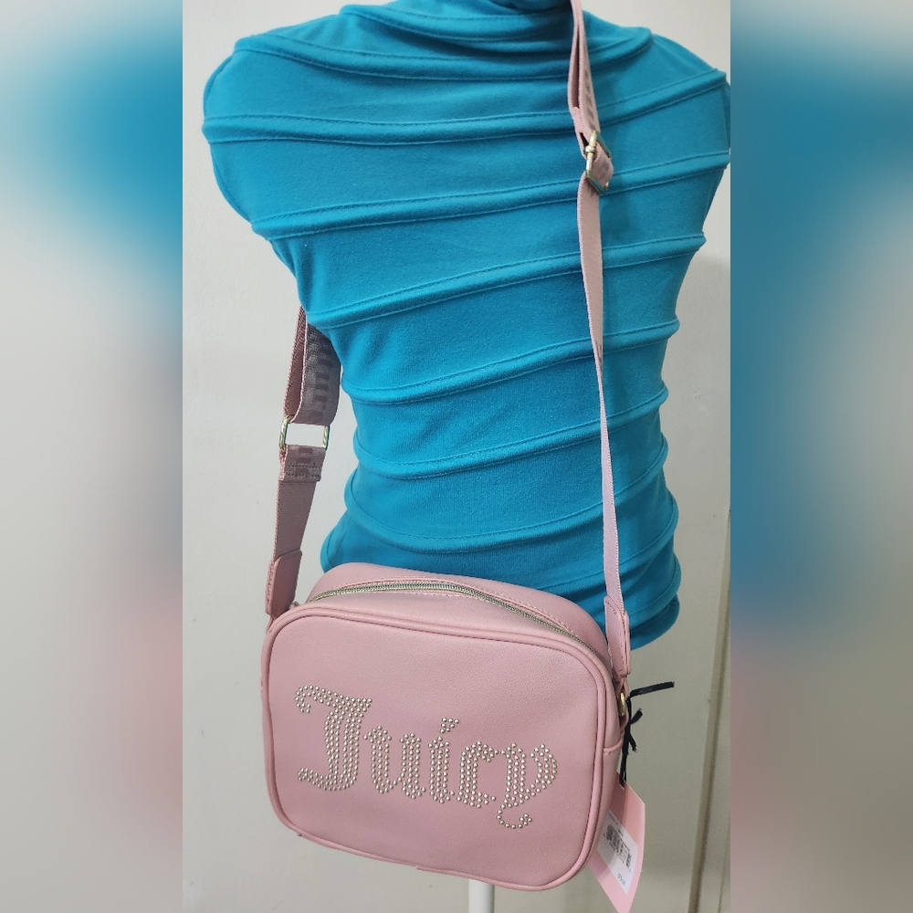 Juicy Couture Pink Crossbody Bag Gold Embeishment Adjustable Strap